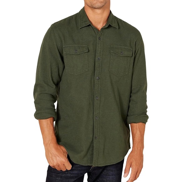 Amazon Essentials Other - Amazon Essentials Men's Regular Fit 2-Pocket Flannel Shirt Olive Heather Size L